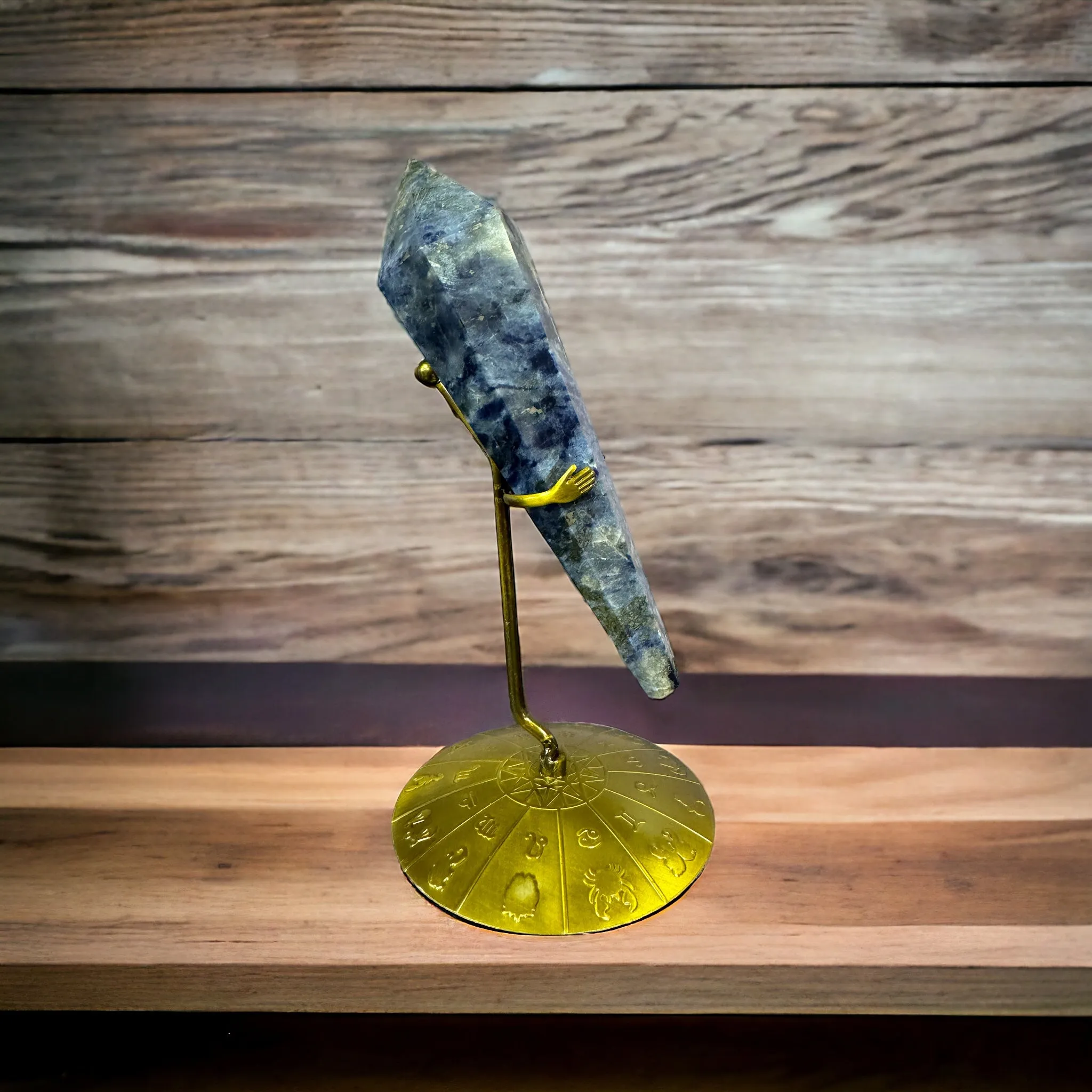 Sodalite Crystal Scepter with Zodiac Stand