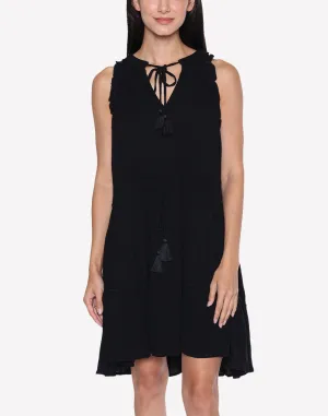 Solid Drawstring Short Dress
