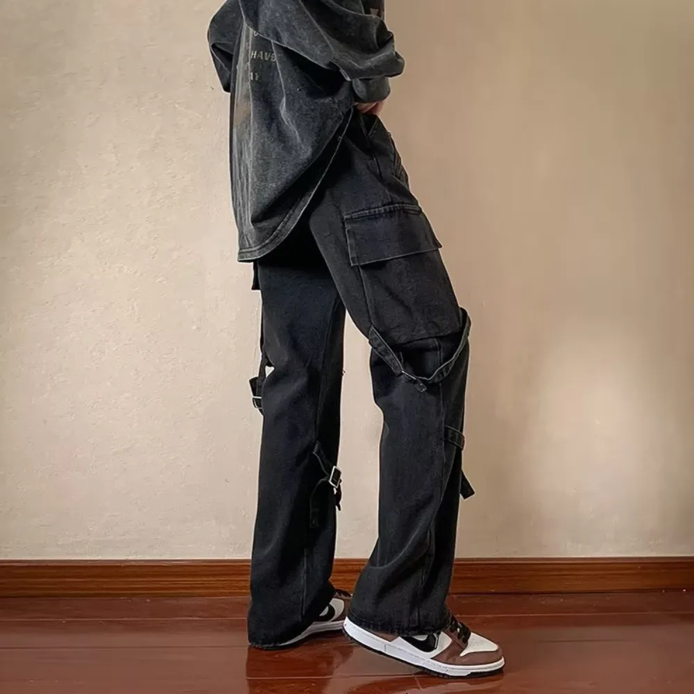 Solid Lace-Up Jeans