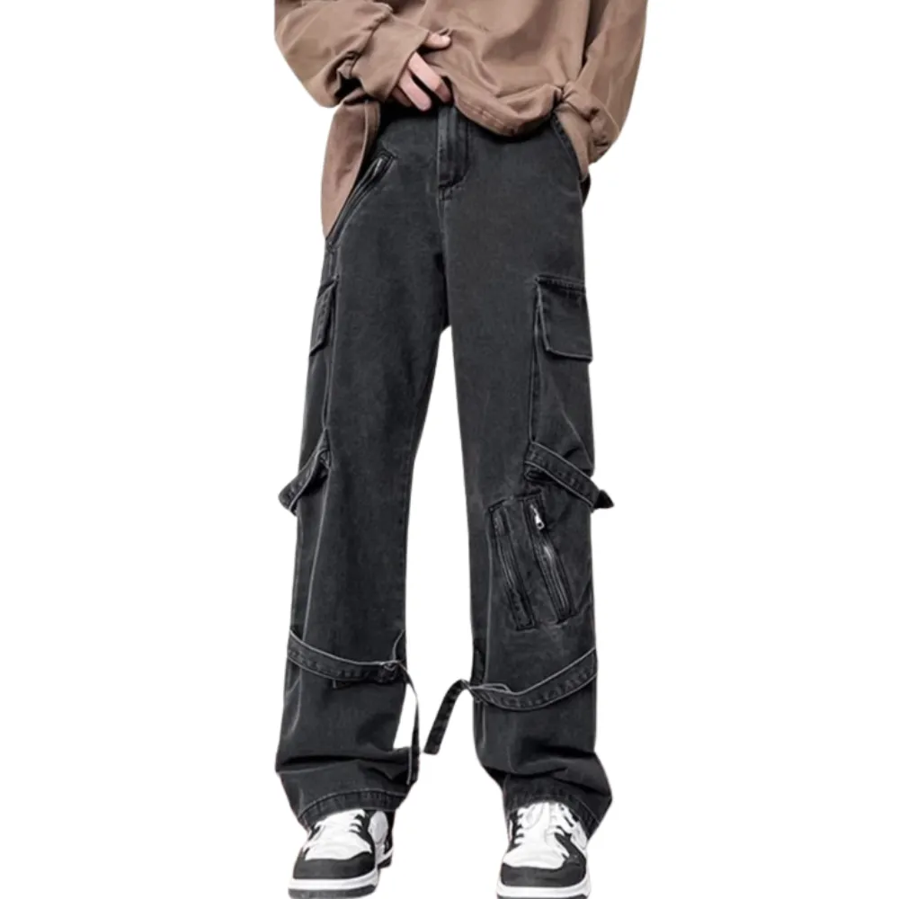 Solid Lace-Up Jeans