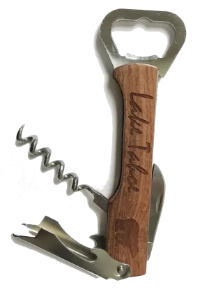 Souvenir Cork Screw Etched Engraved Wood Lake Tahoe