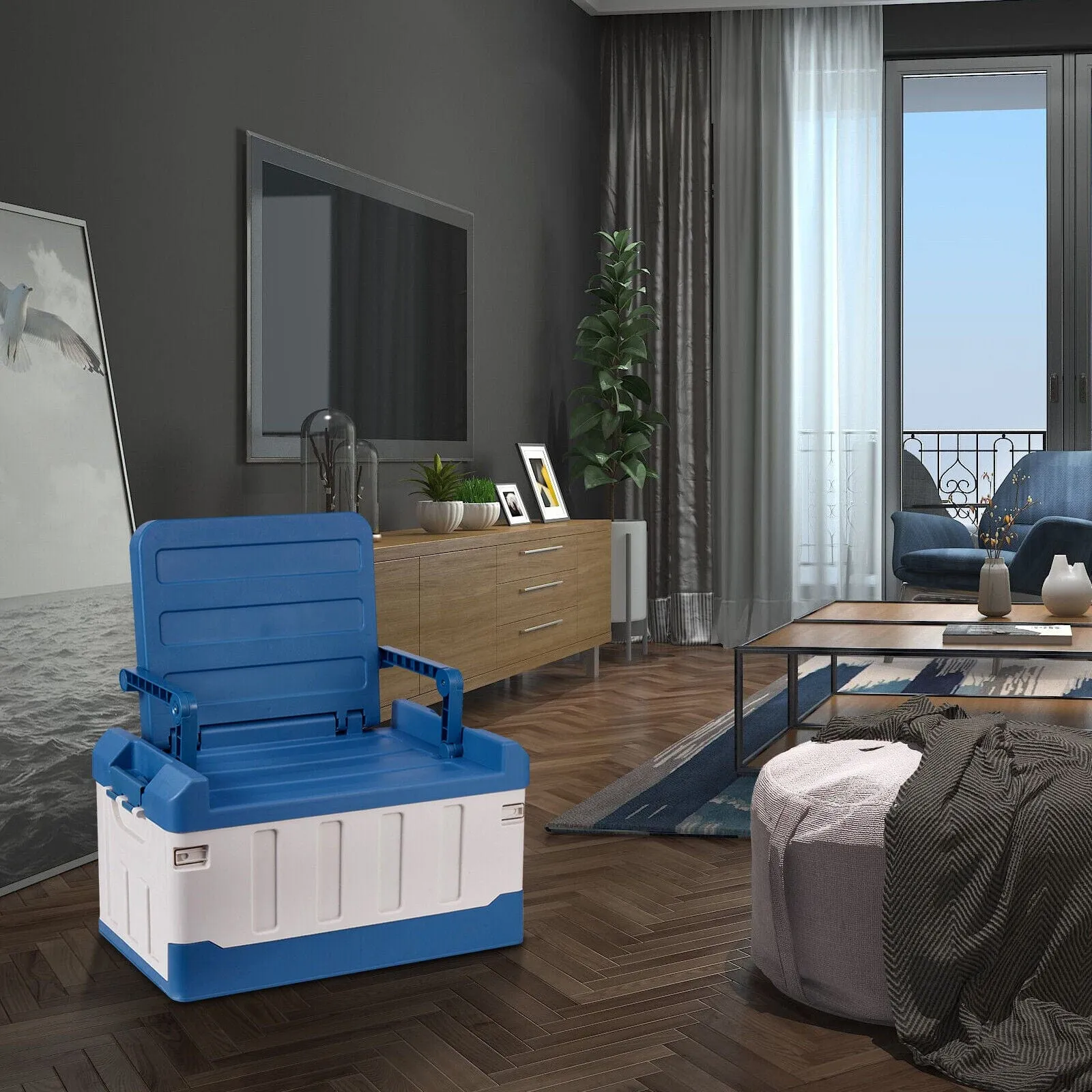 Spacious Indoor / Outdoor Collapsible Trunk Storage Bin Container With Seat