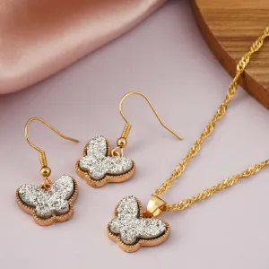 Sparkly Silver Butterfly Jewel Set