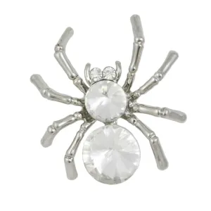 Spider with 2 Large Clear Crystal Body Brooch Pin - PRI504