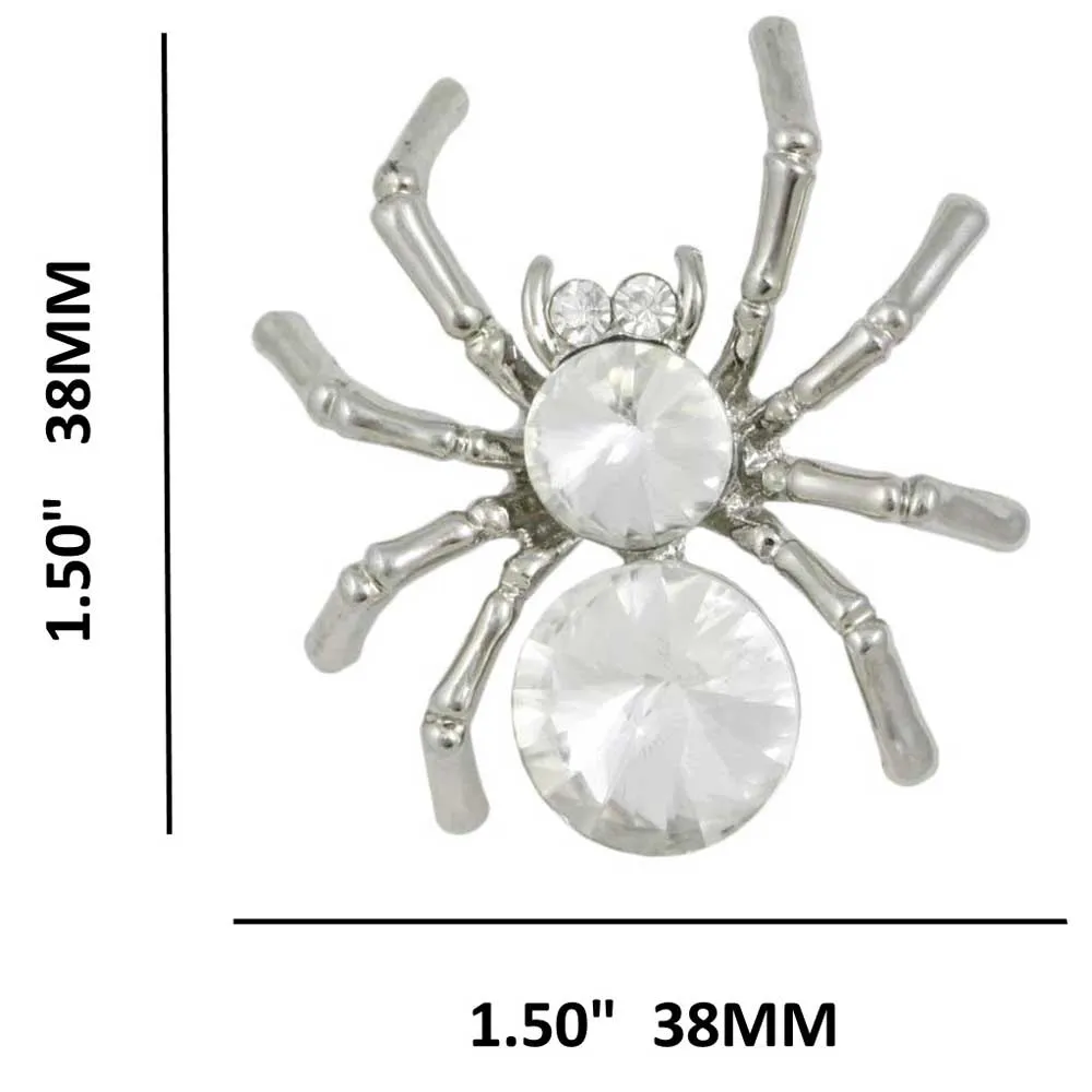 Spider with 2 Large Clear Crystal Body Brooch Pin - PRI504
