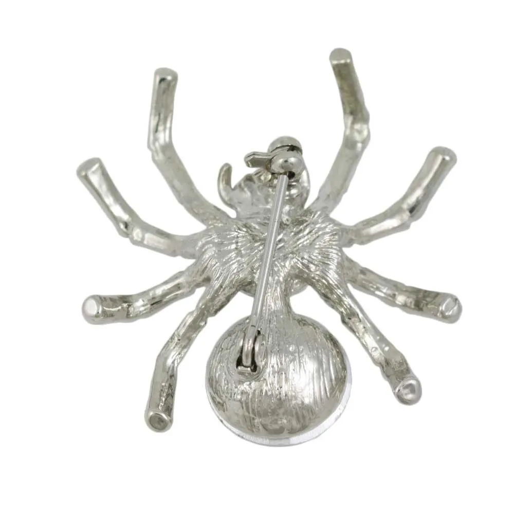 Spider with 2 Large Clear Crystal Body Brooch Pin - PRI504