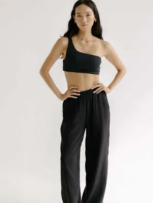 Stanik do jogi na ramię Heat, Ribbed, Black