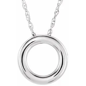 Sterling Silver 13 mm Circle 18" Necklace