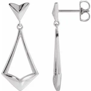 Sterling Silver Geometric Dangle Earrings with Backs