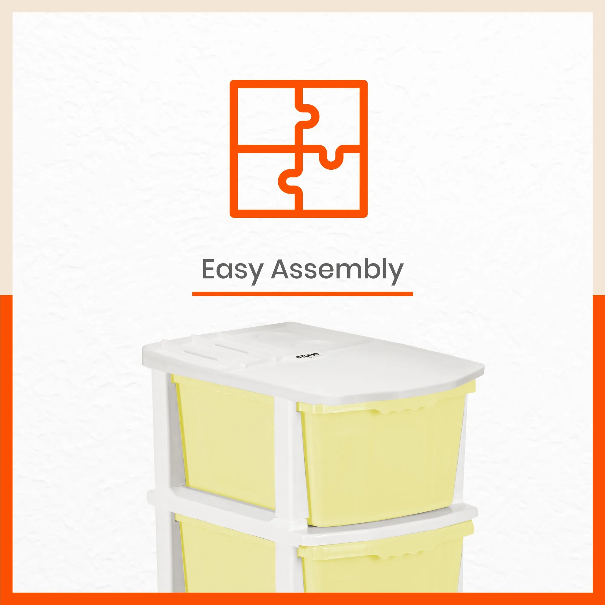 Stomo 4 Drawer Multi-Purpose Storage Organizer for Home and Office (Lemon)