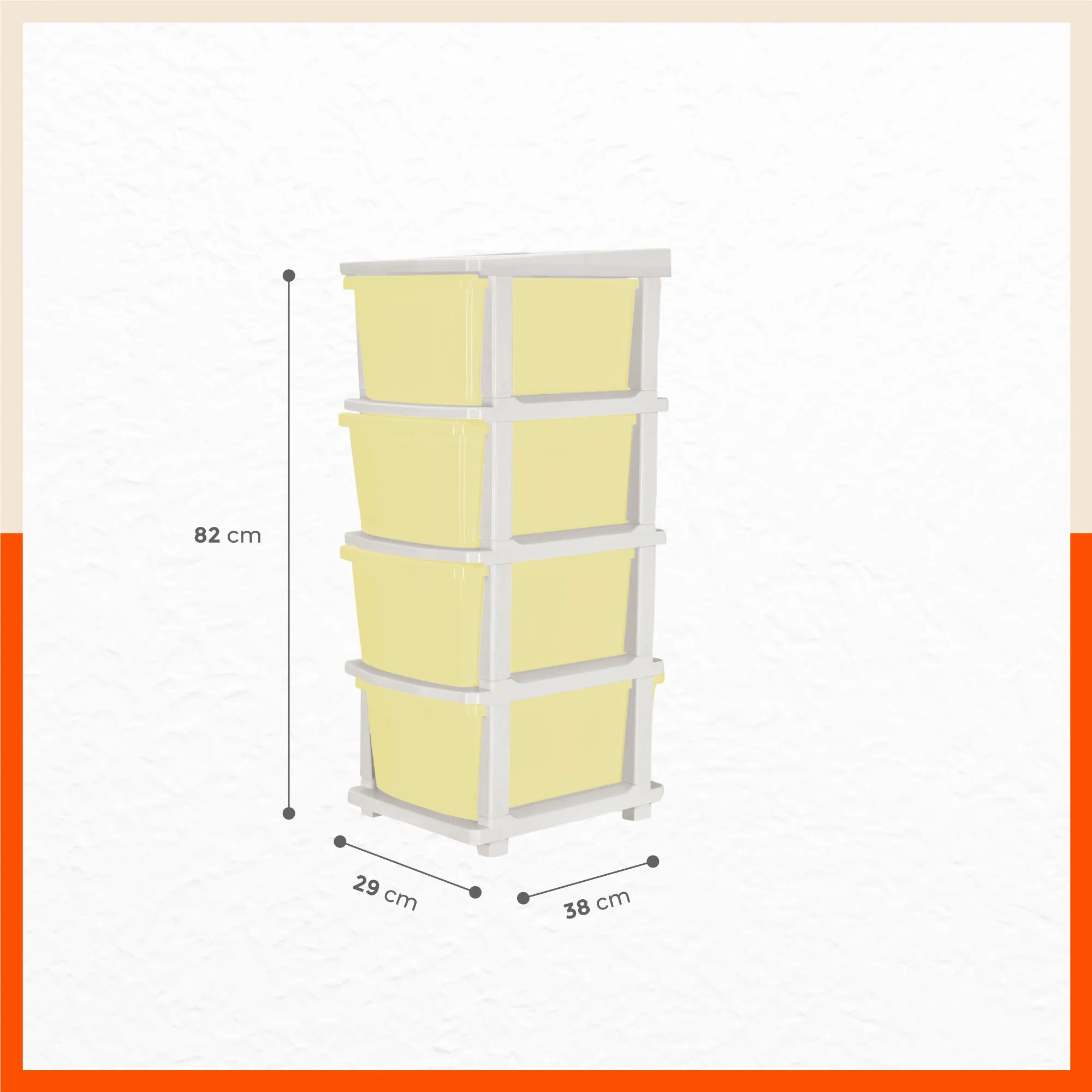 Stomo 4 Drawer Multi-Purpose Storage Organizer for Home and Office (Lemon)