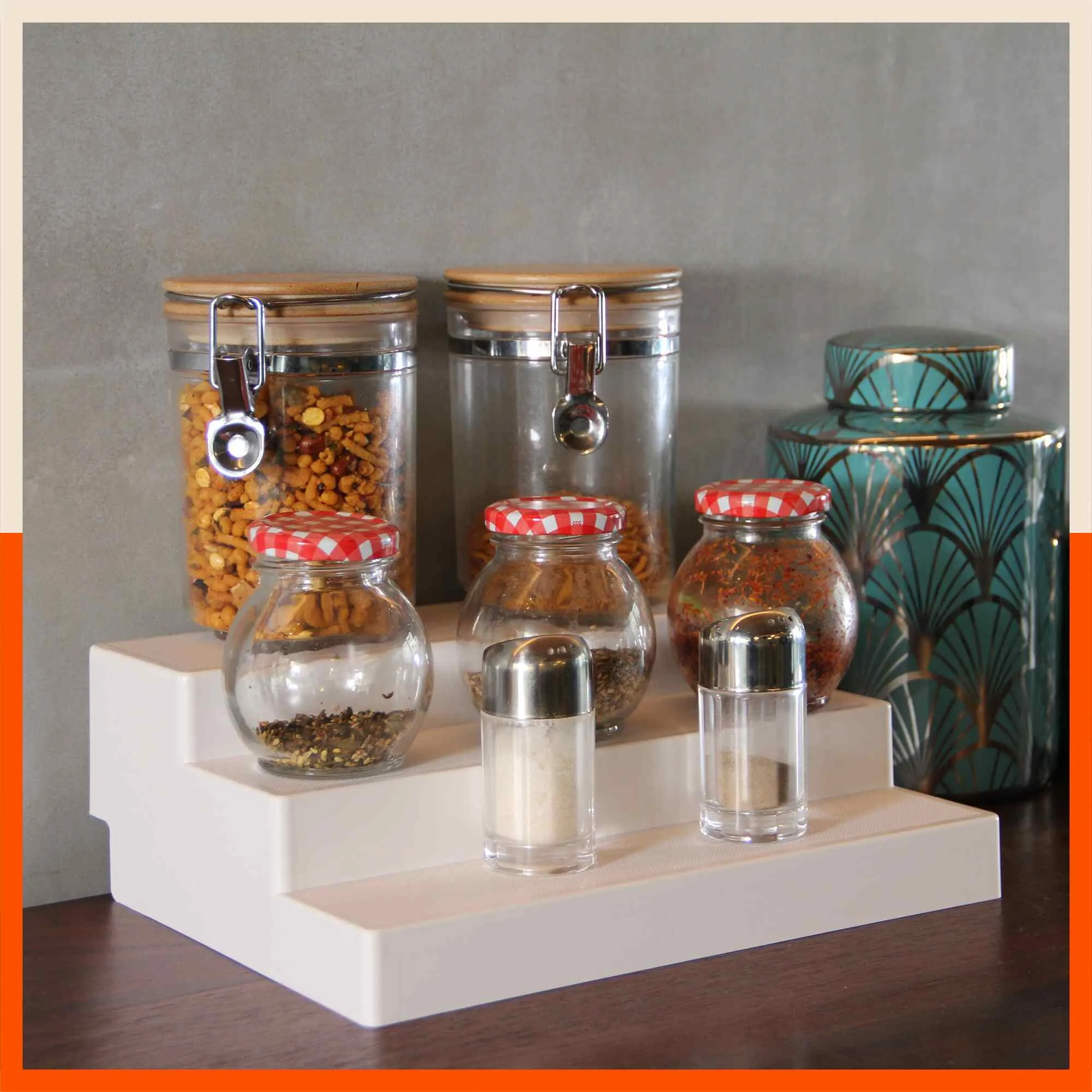Stomo Taro Multipurpose Shelf Organizer for Home | Pearl White & Smoke
