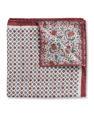Stone Medallion & Floral Double Sided Pocket Square