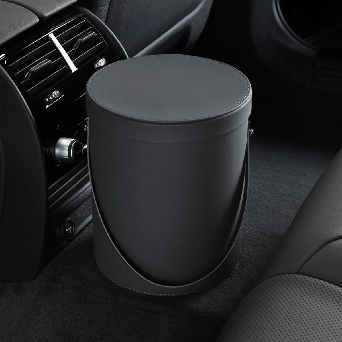 Storage Box Trash Can, Custom Logo For Your Cars, Portable Collapsible Car Trash Can, Leather Waterproof Small Mini Car Garbage Can Waste Basket, Car Accessories TS15989Your