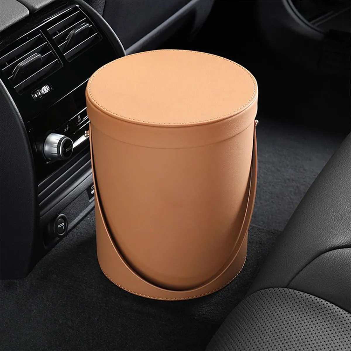 Storage Box Trash Can, Custom Logo For Your Cars, Portable Collapsible Car Trash Can, Leather Waterproof Small Mini Car Garbage Can Waste Basket, Car Accessories TS15989Your