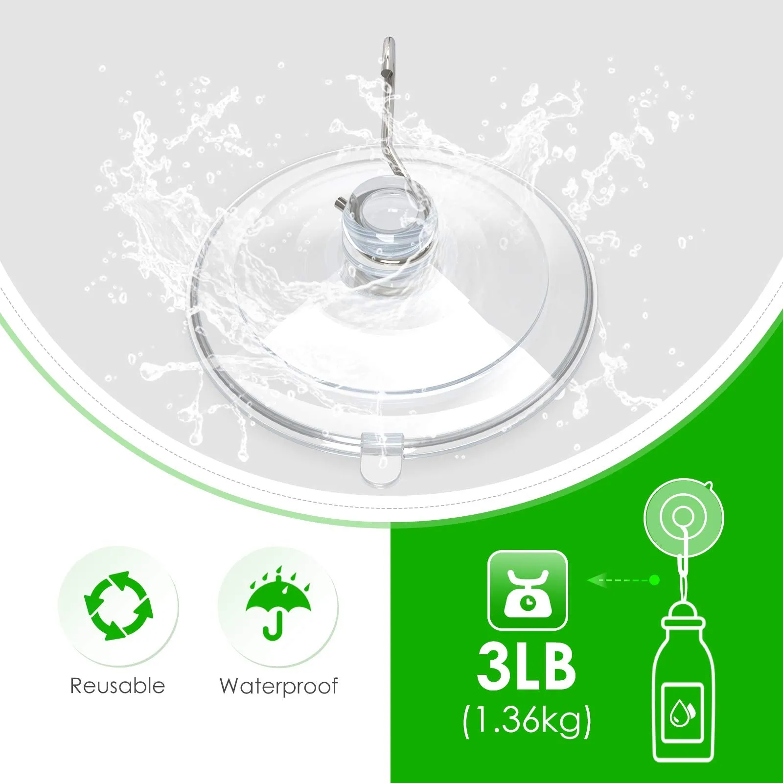 Suction Cup Hooks,HangerSpace Clear PVC Suction Cups with Metal Hooks Removable Small Suction Cups for Kitchen Bathroom Shower Wall Window Glass Door - 12 Pack