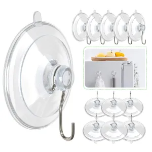 Suction Cup Hooks,HangerSpace Clear PVC Suction Cups with Metal Hooks Removable Small Suction Cups for Kitchen Bathroom Shower Wall Window Glass Door - 12 Pack