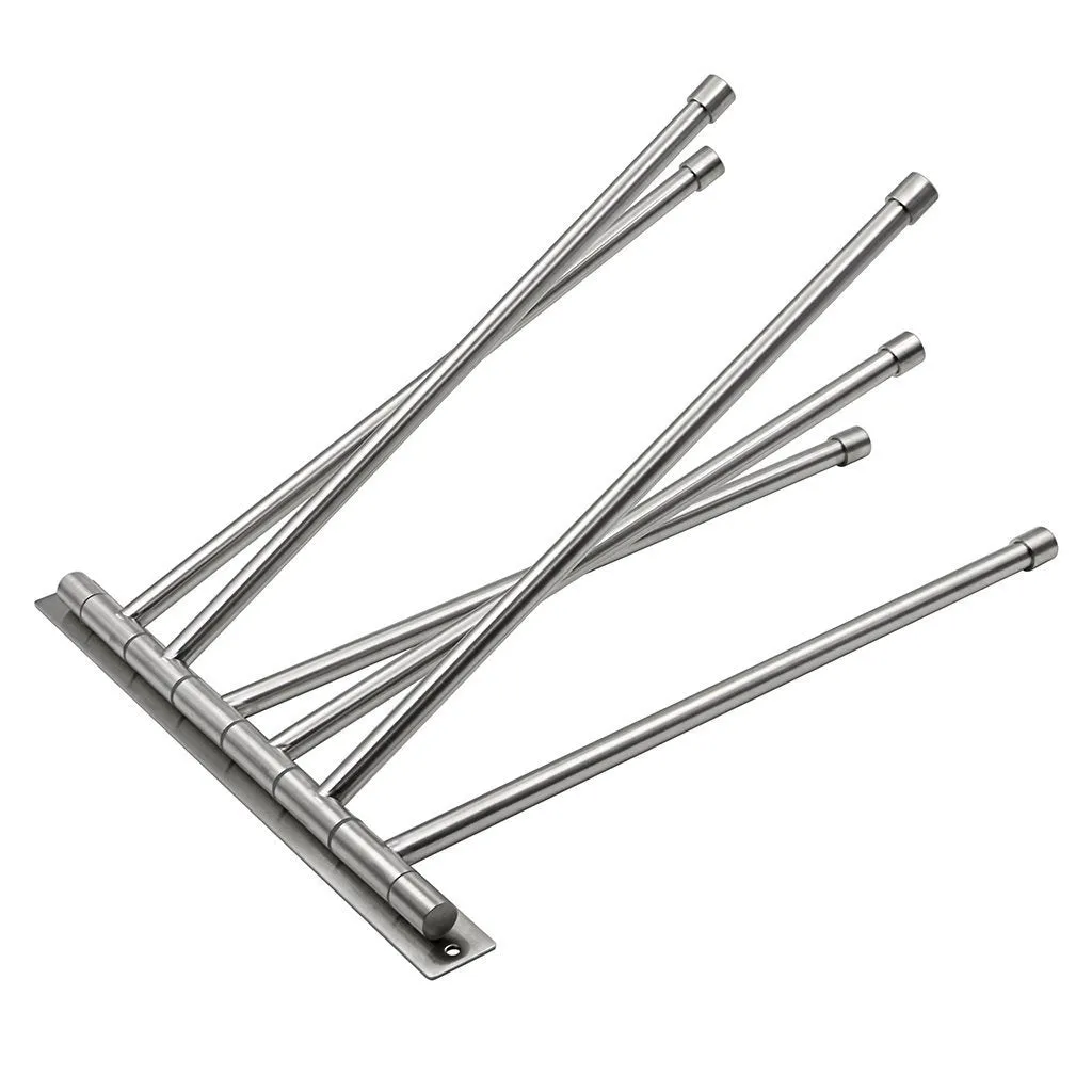 Sumnacon Wall Mounted Swing Towel Bar - Silver Stainless Steel Bath Towel Rod Arm, Bathroom/Kitchen Swivel Towel Rack Hanger Holder Organizer, Folding Space Saver Towel Rail (6 Bar)