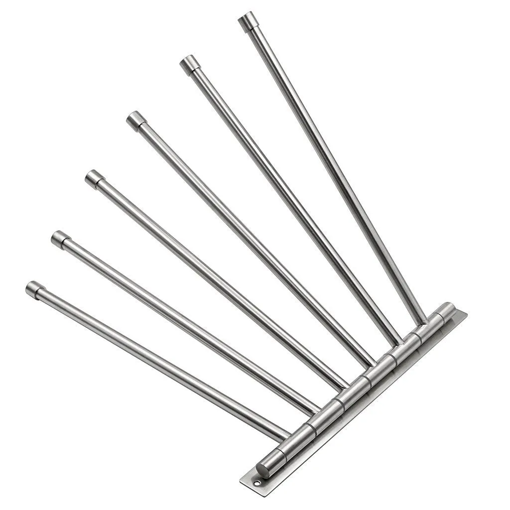 Sumnacon Wall Mounted Swing Towel Bar - Silver Stainless Steel Bath Towel Rod Arm, Bathroom/Kitchen Swivel Towel Rack Hanger Holder Organizer, Folding Space Saver Towel Rail (6 Bar)