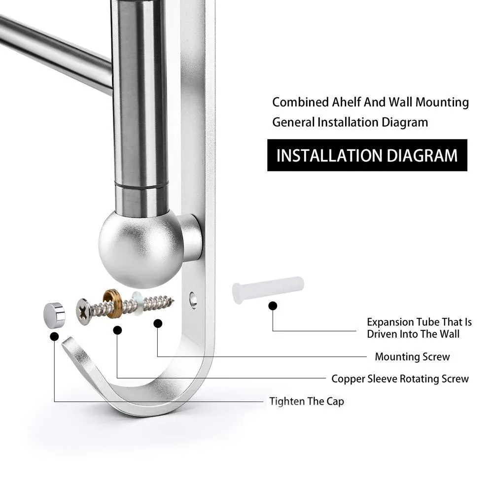 Swivel Towel Bar for Bathroom,Swing Arm Towel Rack forBedroom,Wall-Mounted Stainless Steel Swivel Bars 4-Arm for Kitchen,Entryway Hanger Holder Organizer with Hooks,Noble Ball Head Styling Design