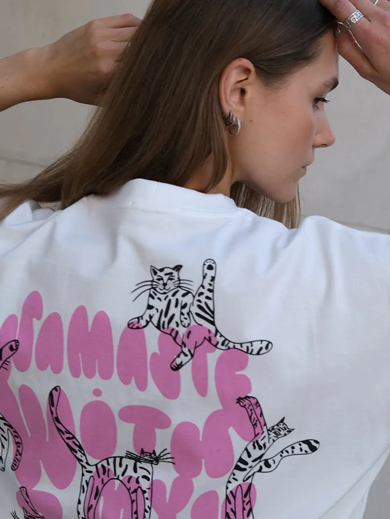 T-shirt Relaxed Tee, Yoga Cat Buddies Pink