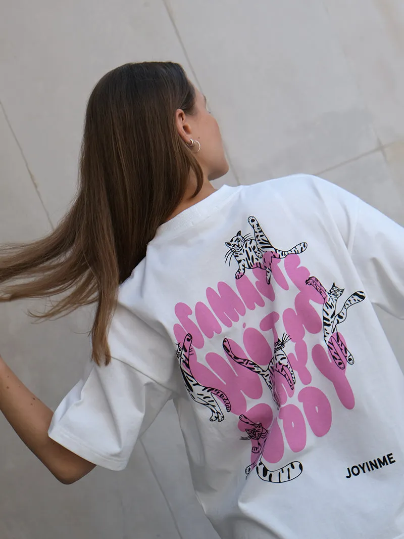 T-shirt Relaxed Tee, Yoga Cat Buddies Pink