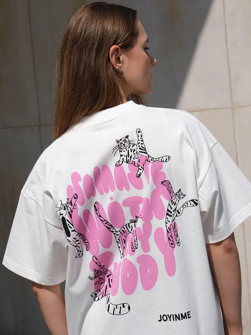 T-shirt Relaxed Tee, Yoga Cat Buddies Pink