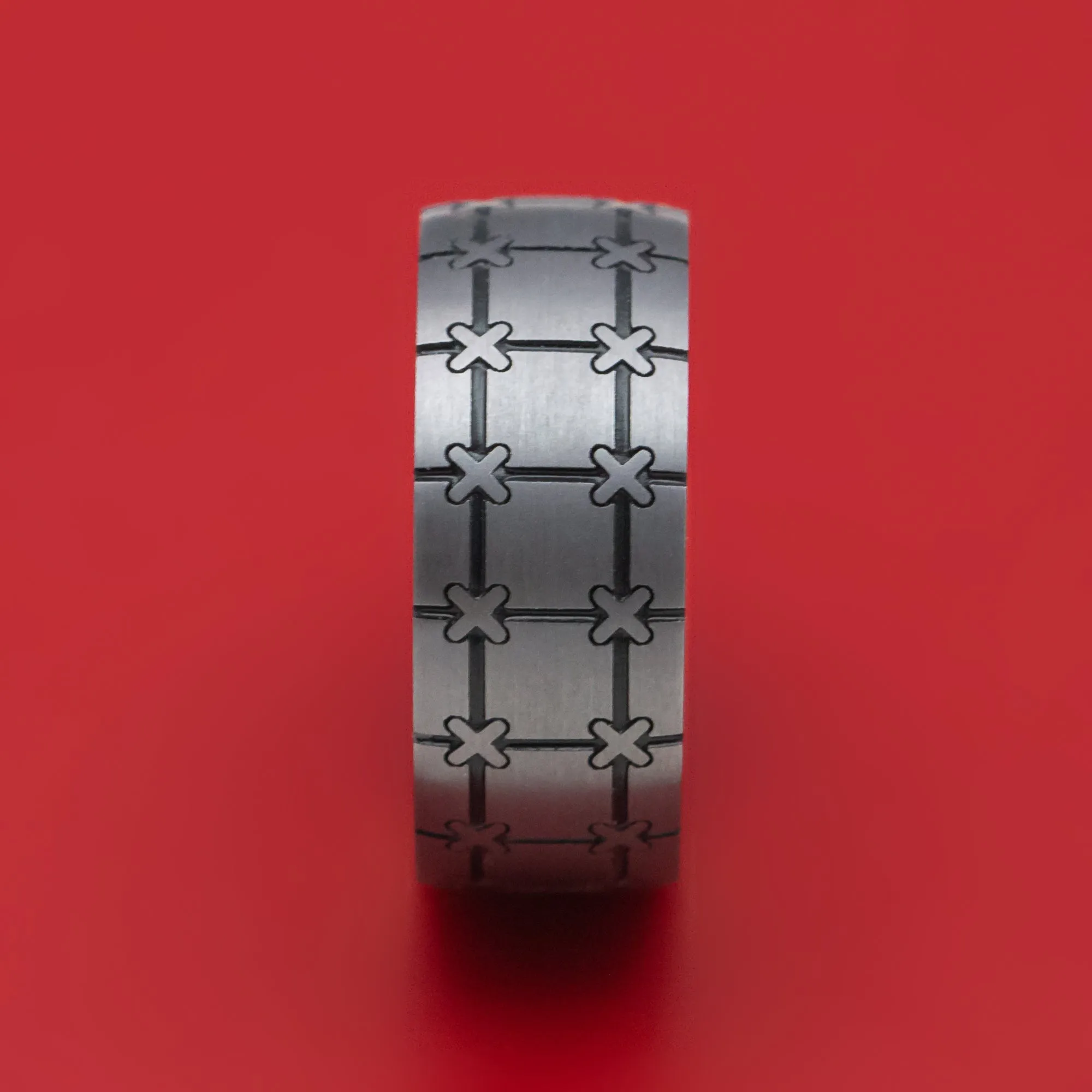 Tantalum and Gold Sleeve Geometric Pattern Ring Custom Made Band