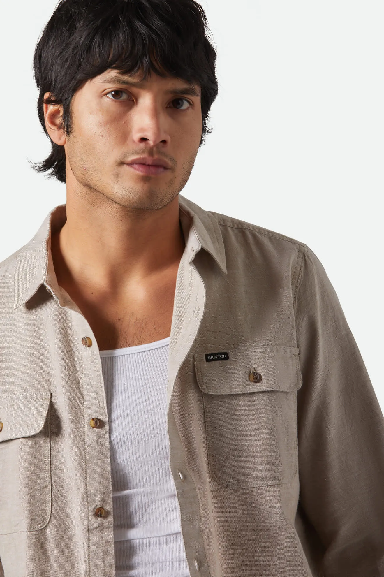 The Daily Cotton L/S Shirt  - Khaki