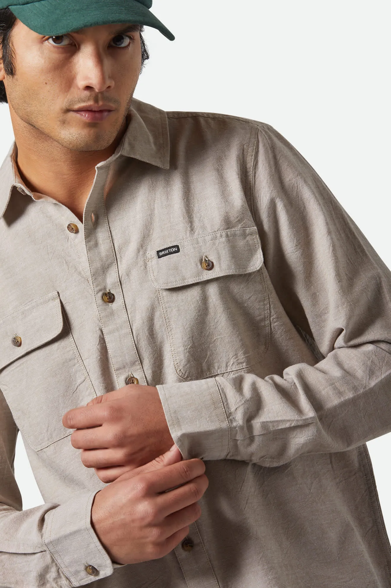The Daily Cotton L/S Shirt  - Khaki