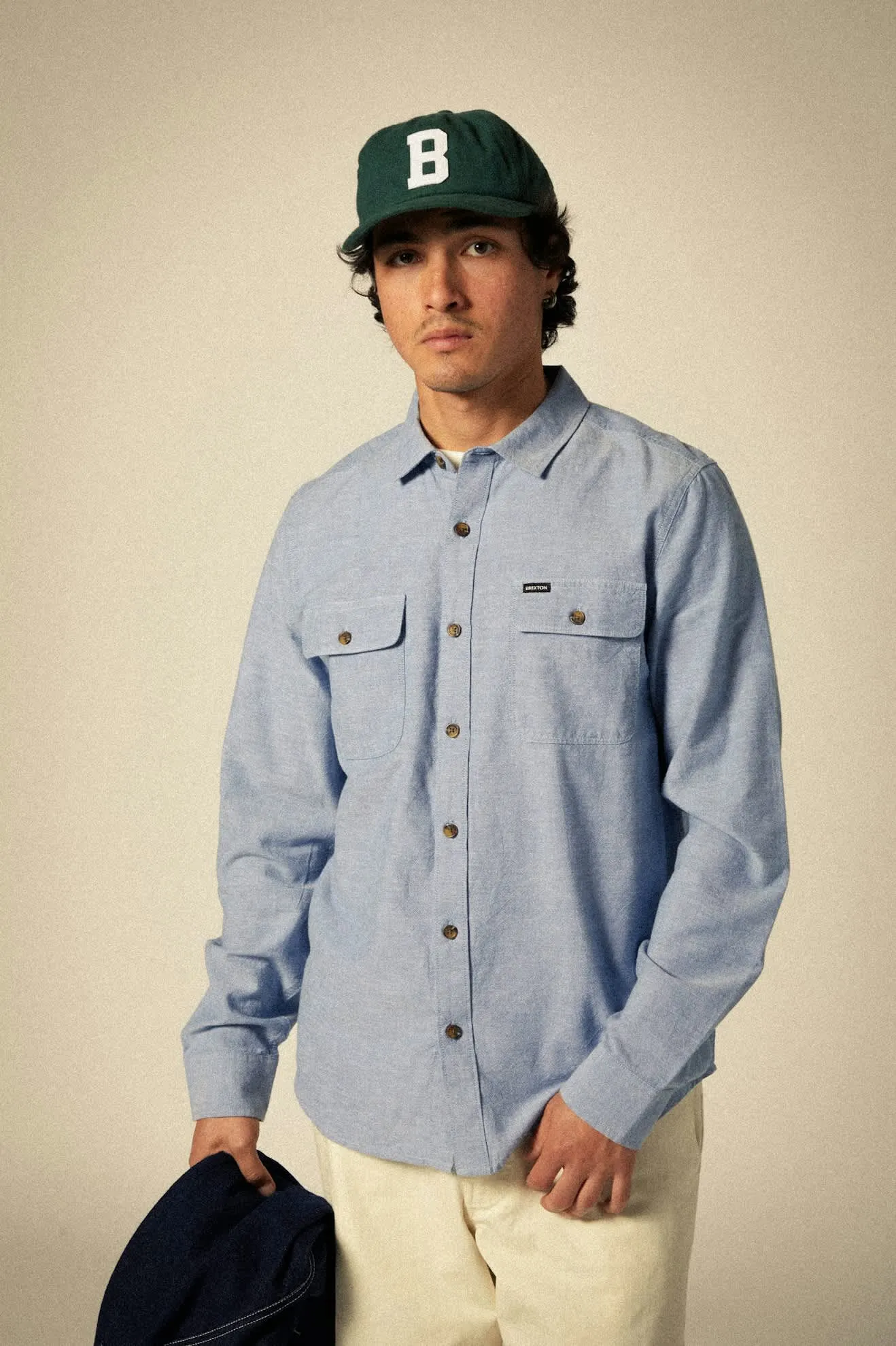 The Daily Cotton L/S Shirt - Medium Wash Chambrey