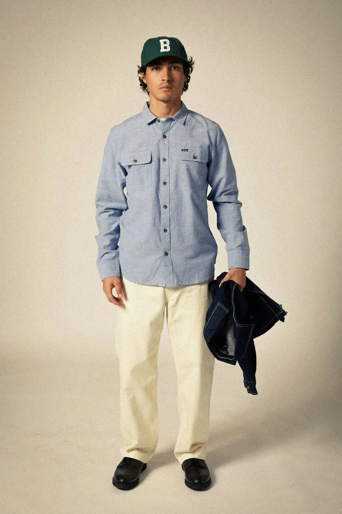 The Daily Cotton L/S Shirt - Medium Wash Chambrey