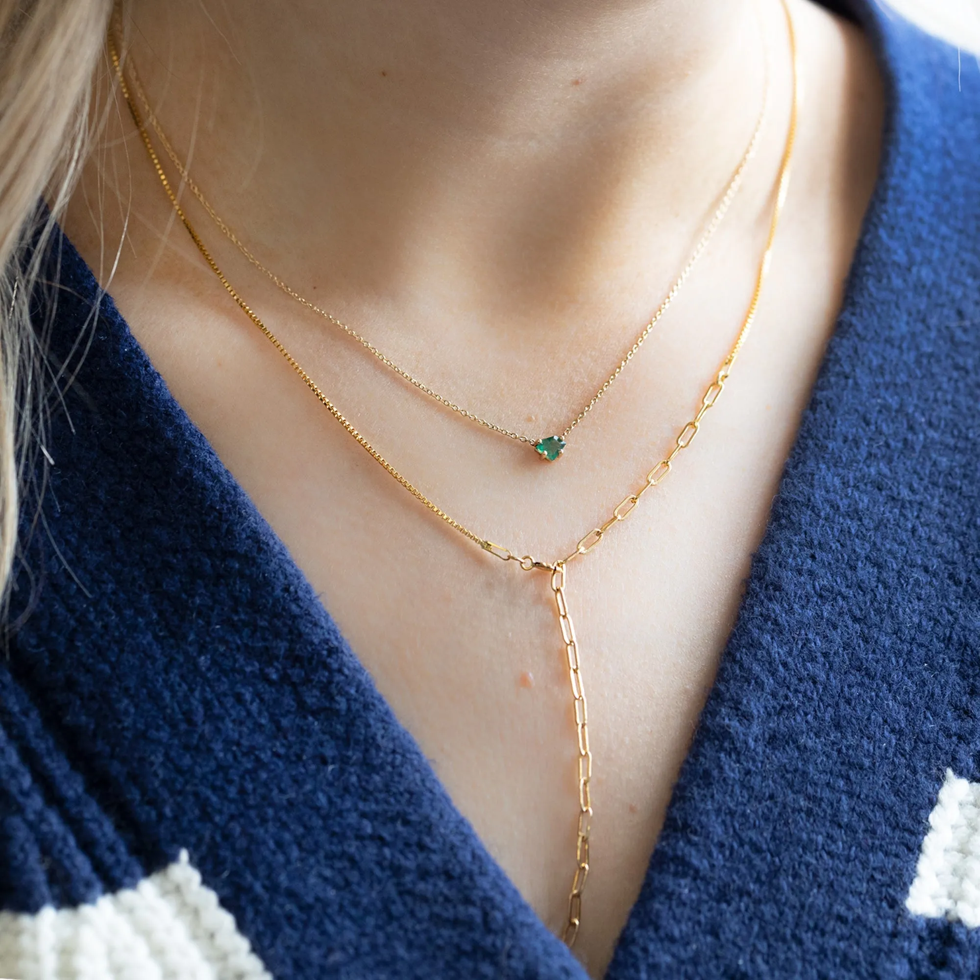 The Geometric Emerald Necklace | 10K Yellow Gold