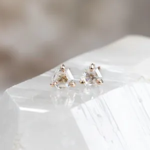 The Teensy White Diamond Hexagon Stud Earrings | 14K Yellow Gold