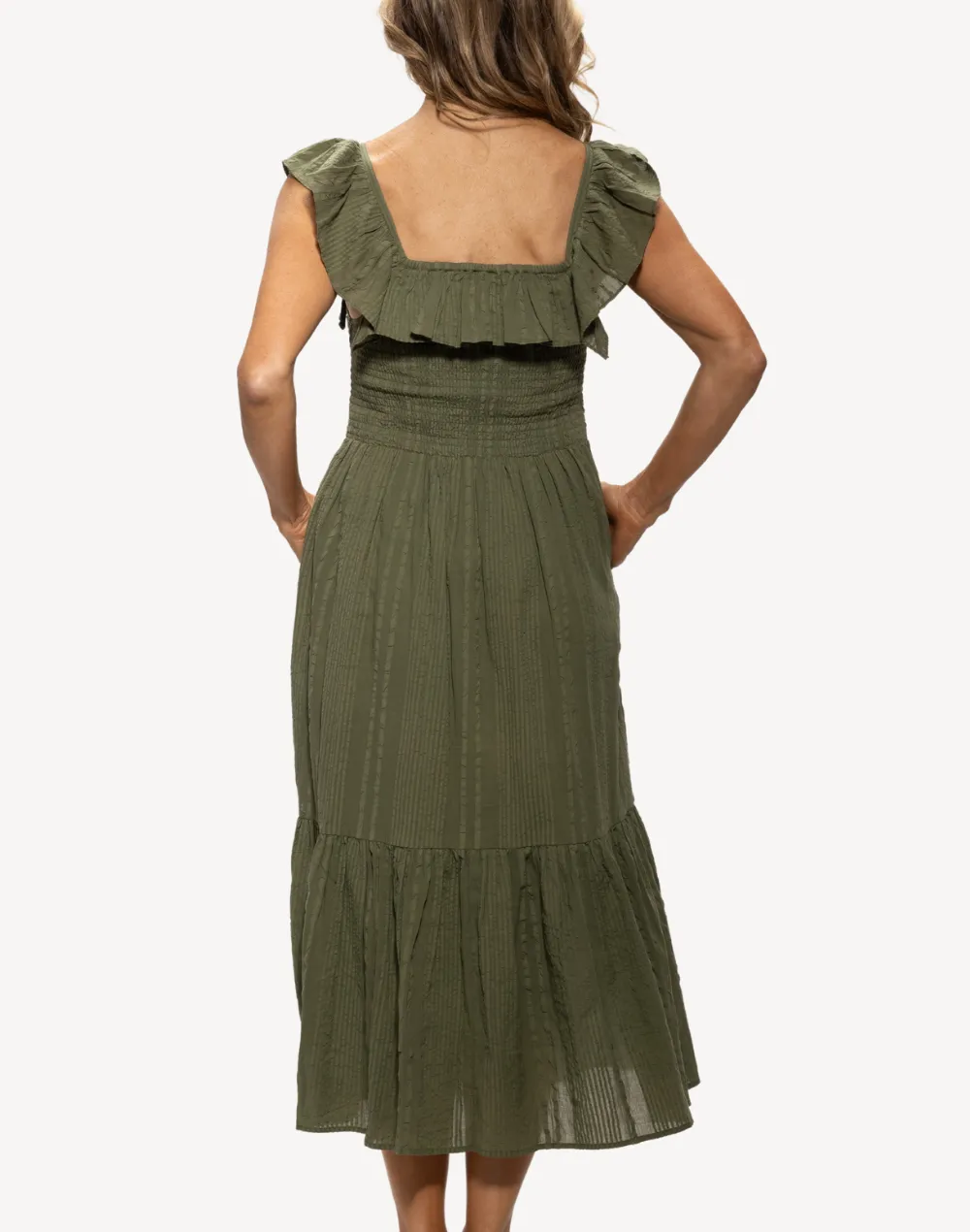Tiered Flounce Smocked Maxi Dress