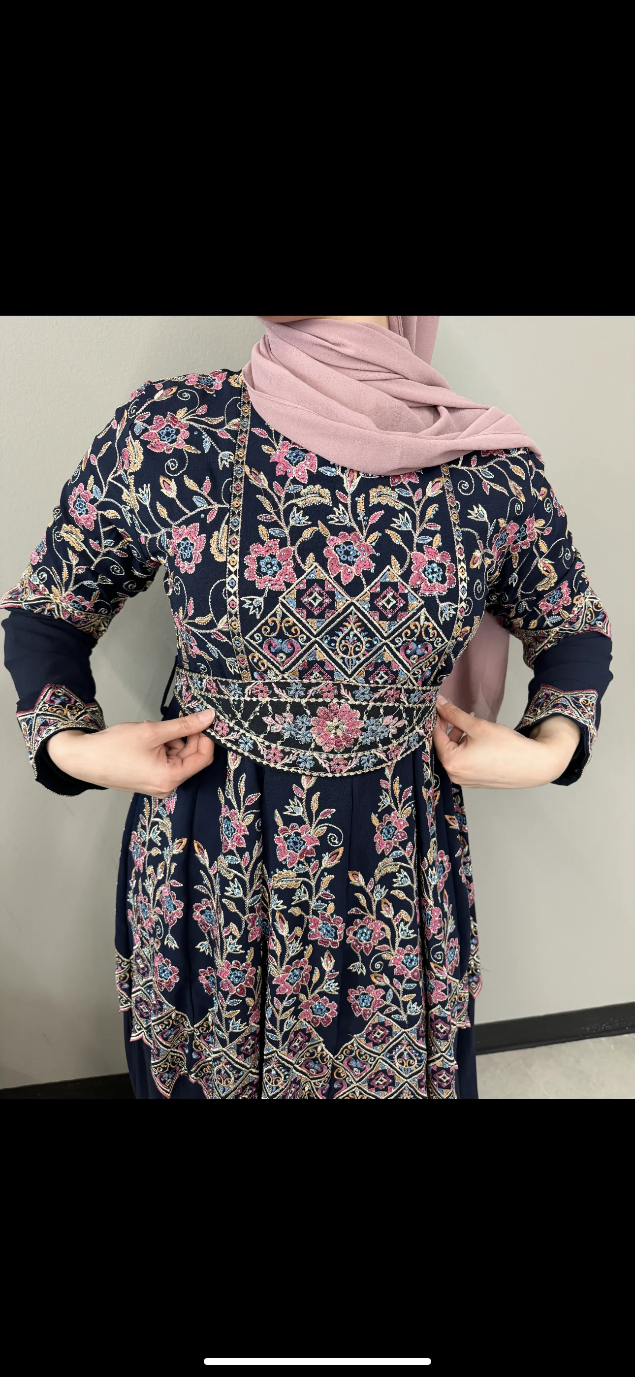 Tiered Jewel Thobe - Navy