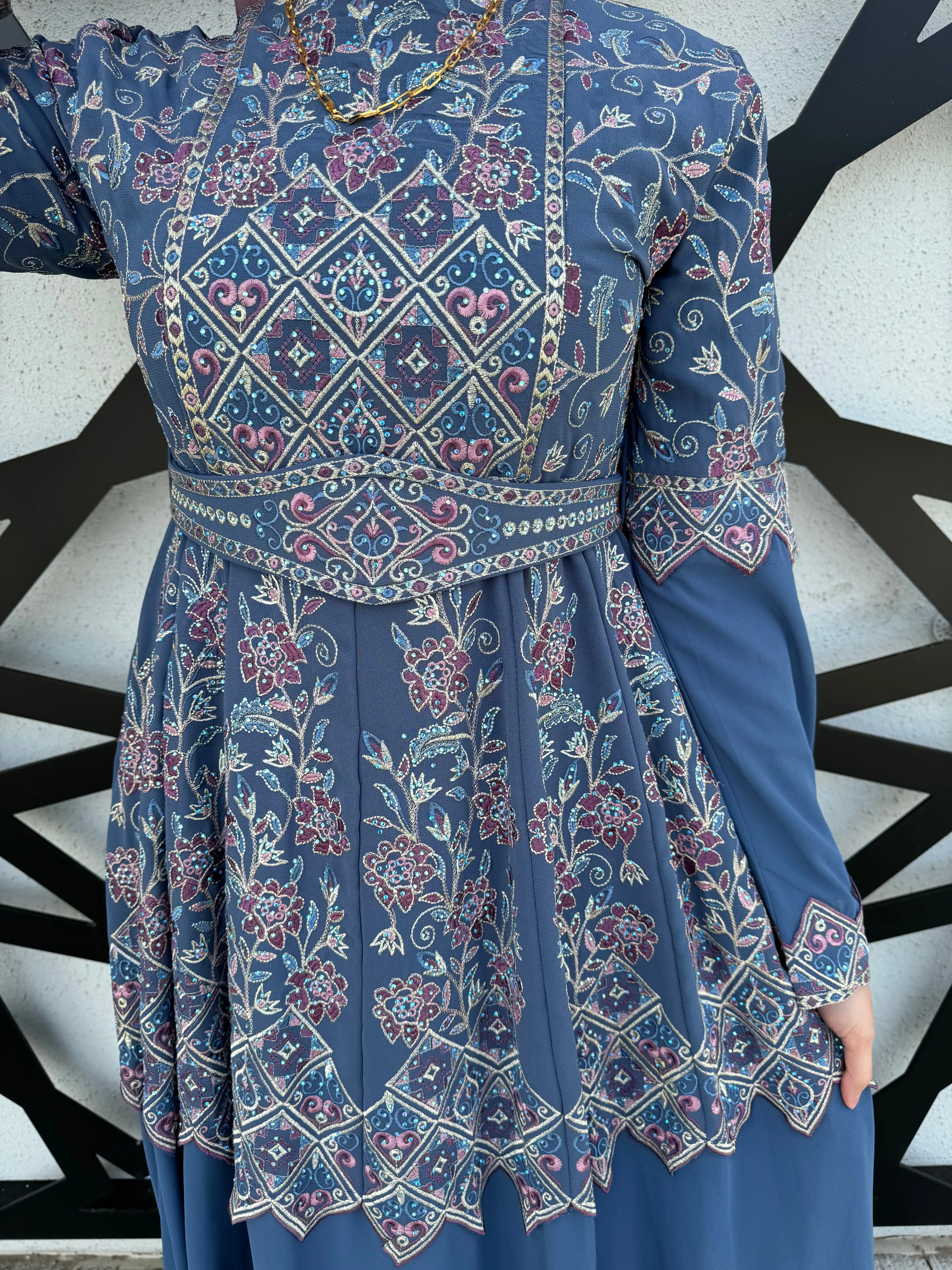 Tiered Jewel Thobe - Sky