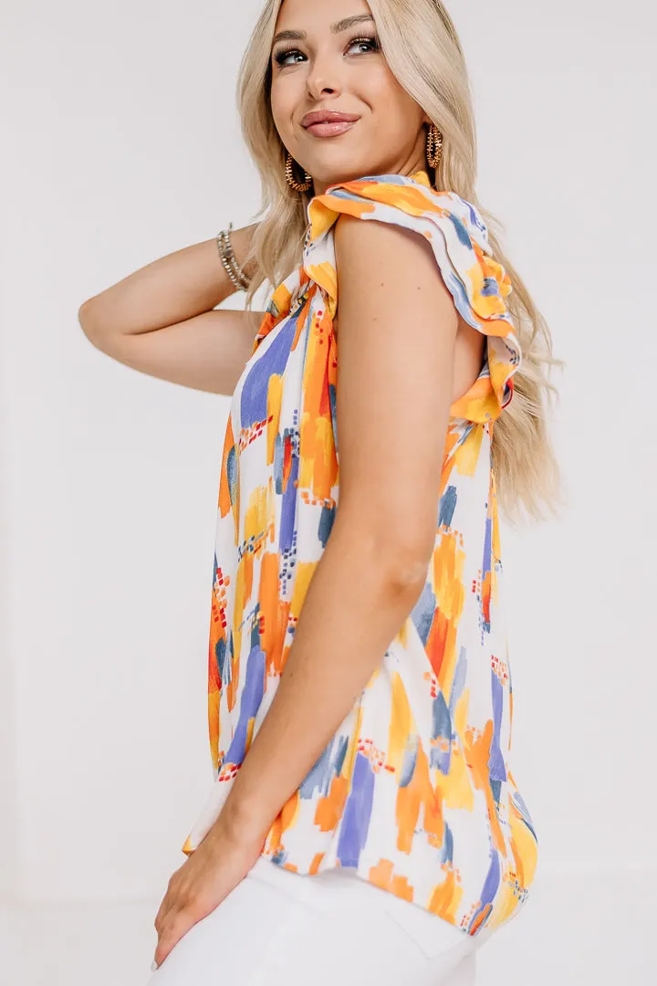 Time To Go Abstract Printed Top
