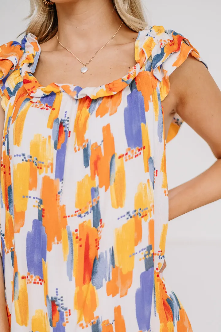 Time To Go Abstract Printed Top