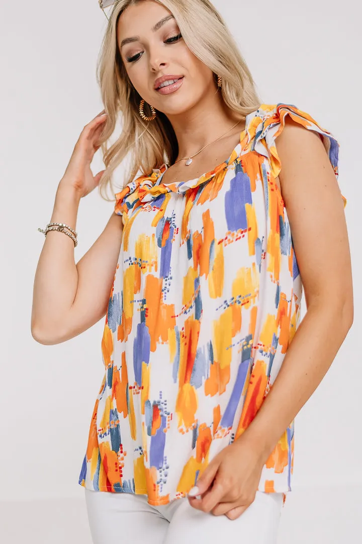 Time To Go Abstract Printed Top