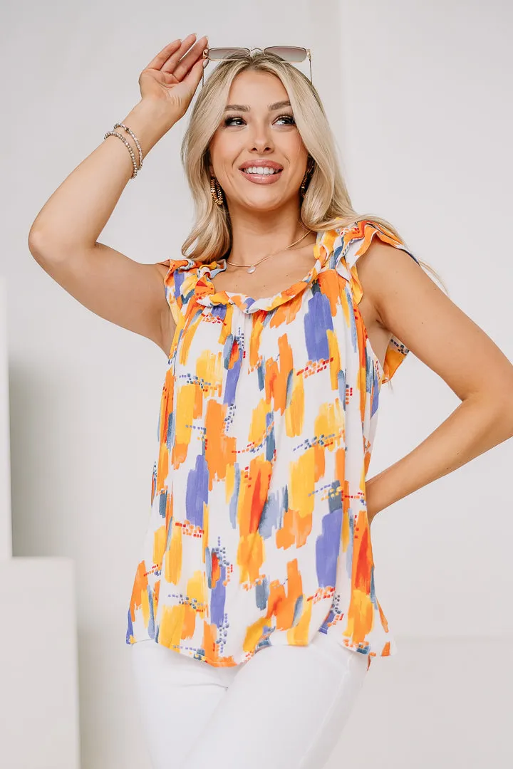 Time To Go Abstract Printed Top