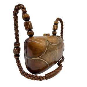TIMMY WOODS Carved Wood Shoulder Bag - Brown & Gold