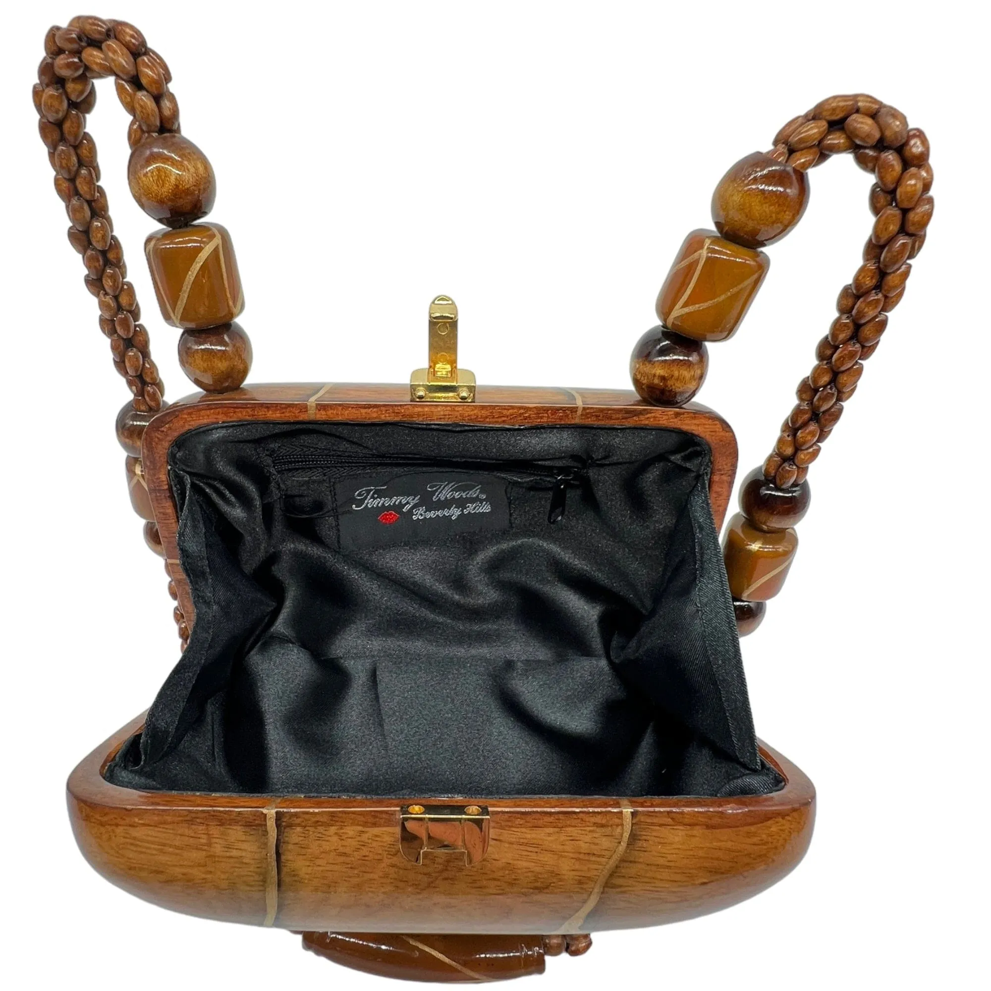 TIMMY WOODS Carved Wood Shoulder Bag - Brown & Gold