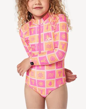 Toddler Girls Sun UPF 50 Long Sleeve Paddle Suit