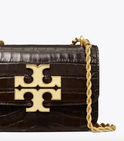 Tory Burch Small Eleanor Embossed Mini Dark Mahogany Bag-137318