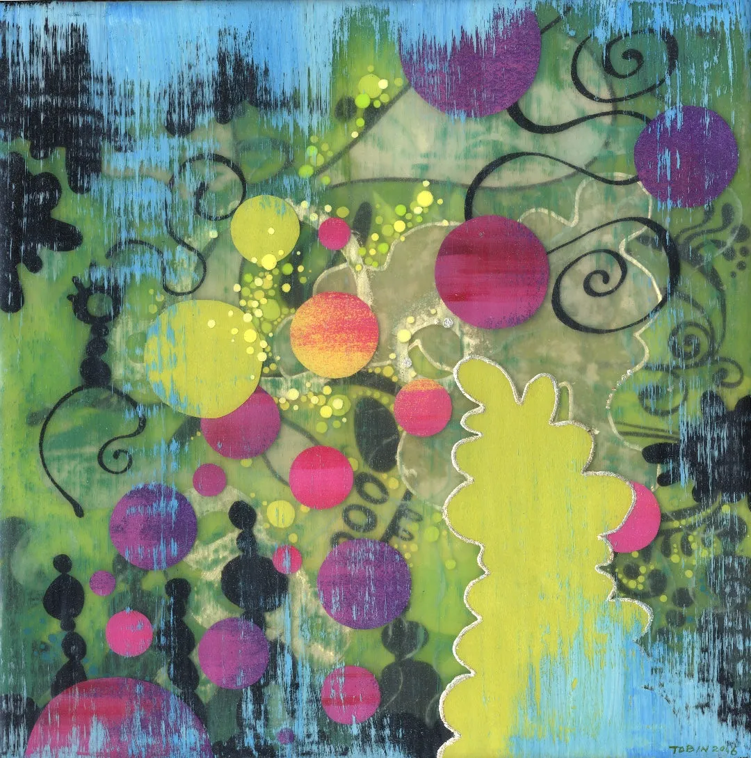 Traveling Circuts -  Original Painting by Nancy Tobin -Abstract Artwork