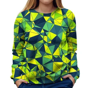 Triangles In Green Shades Womens Sweatshirt