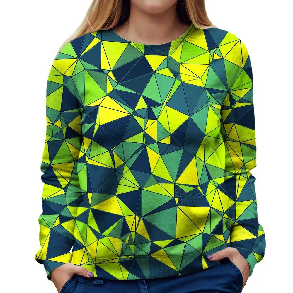 Triangles In Green Shades Womens Sweatshirt
