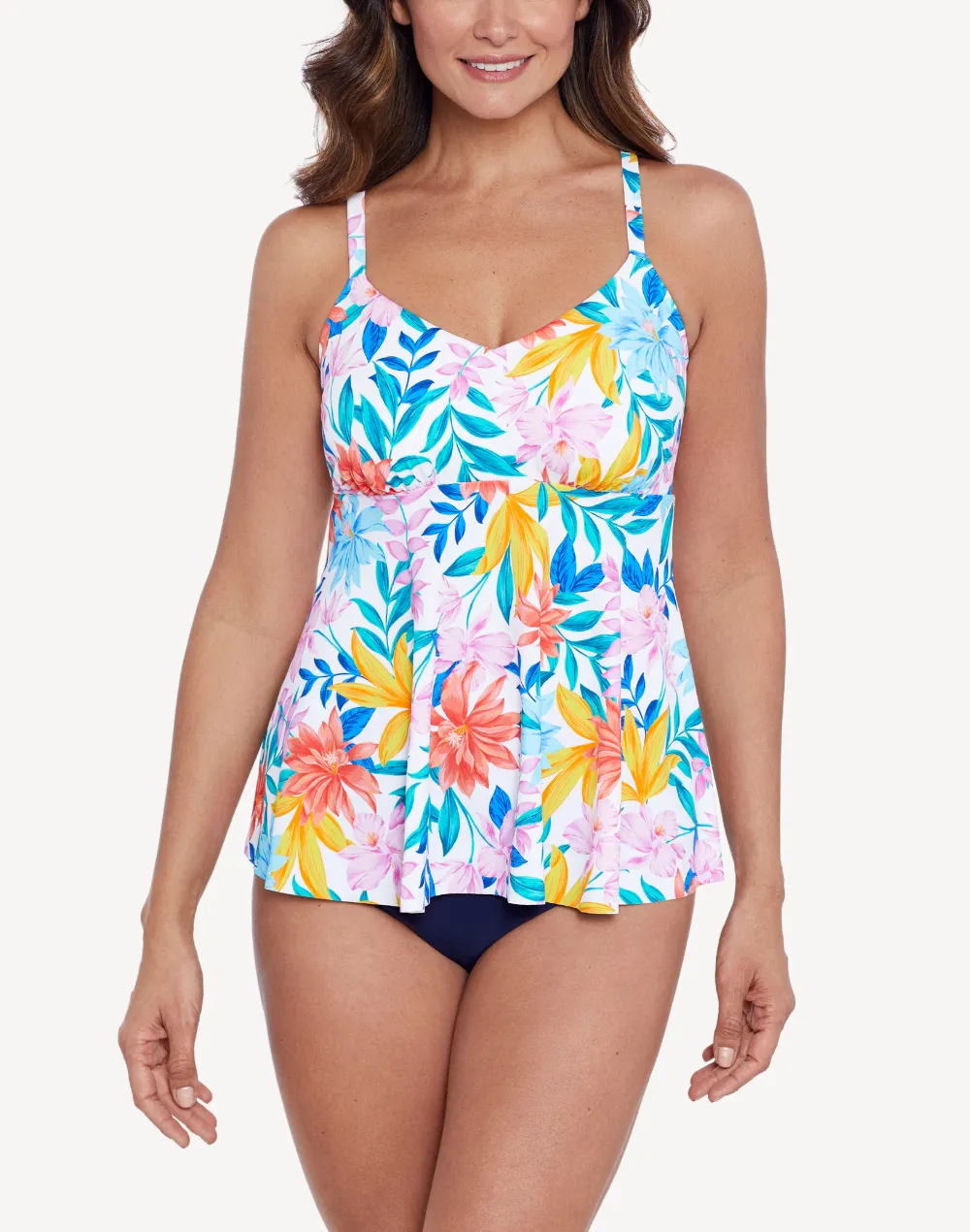 Tropical Breeze V Neck Tankini Top