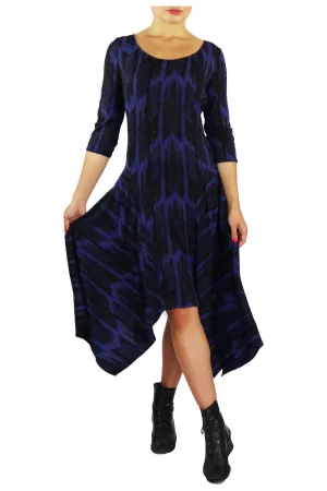 TRUDY Asymmetrical Hem 3/4 Sleeves Jacquard Dress